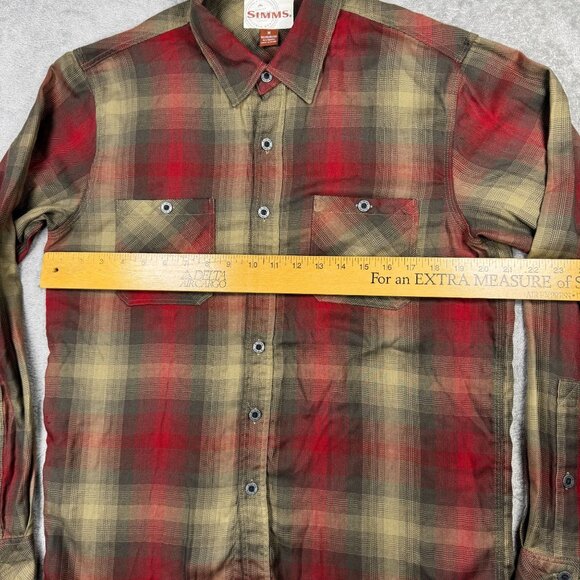 SIMMS Fishing Hunting Plaid Flannel Shirt Mens M Soft Lumberjack Lightweight - Picture 7 of 7